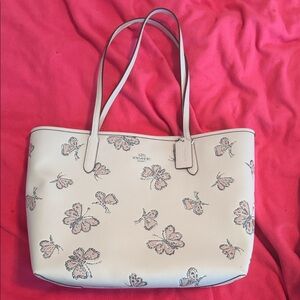 Coach Cream Butterfly Print Tote